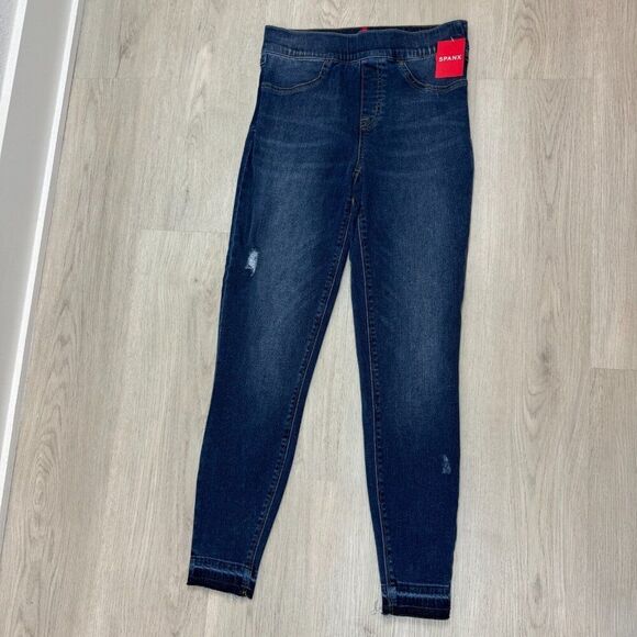 Spanx Distressed Ankle Skinny Jeans Size XS Pull On Med Wash 20203R - Picture 4 of 5